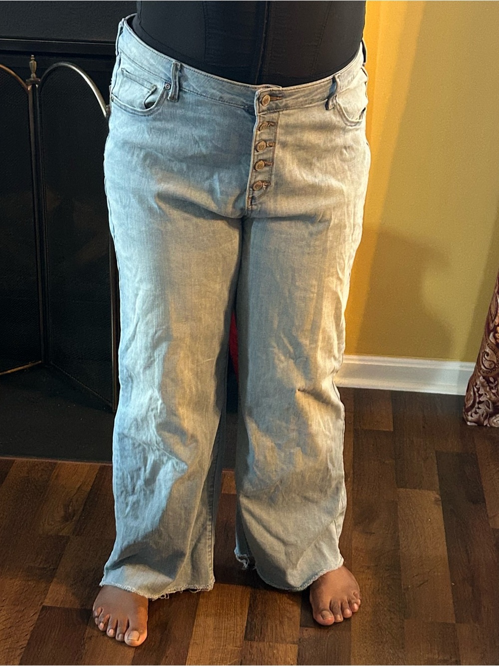 Sonoma Light Blue Wide-Leg Button-Fly Jeans